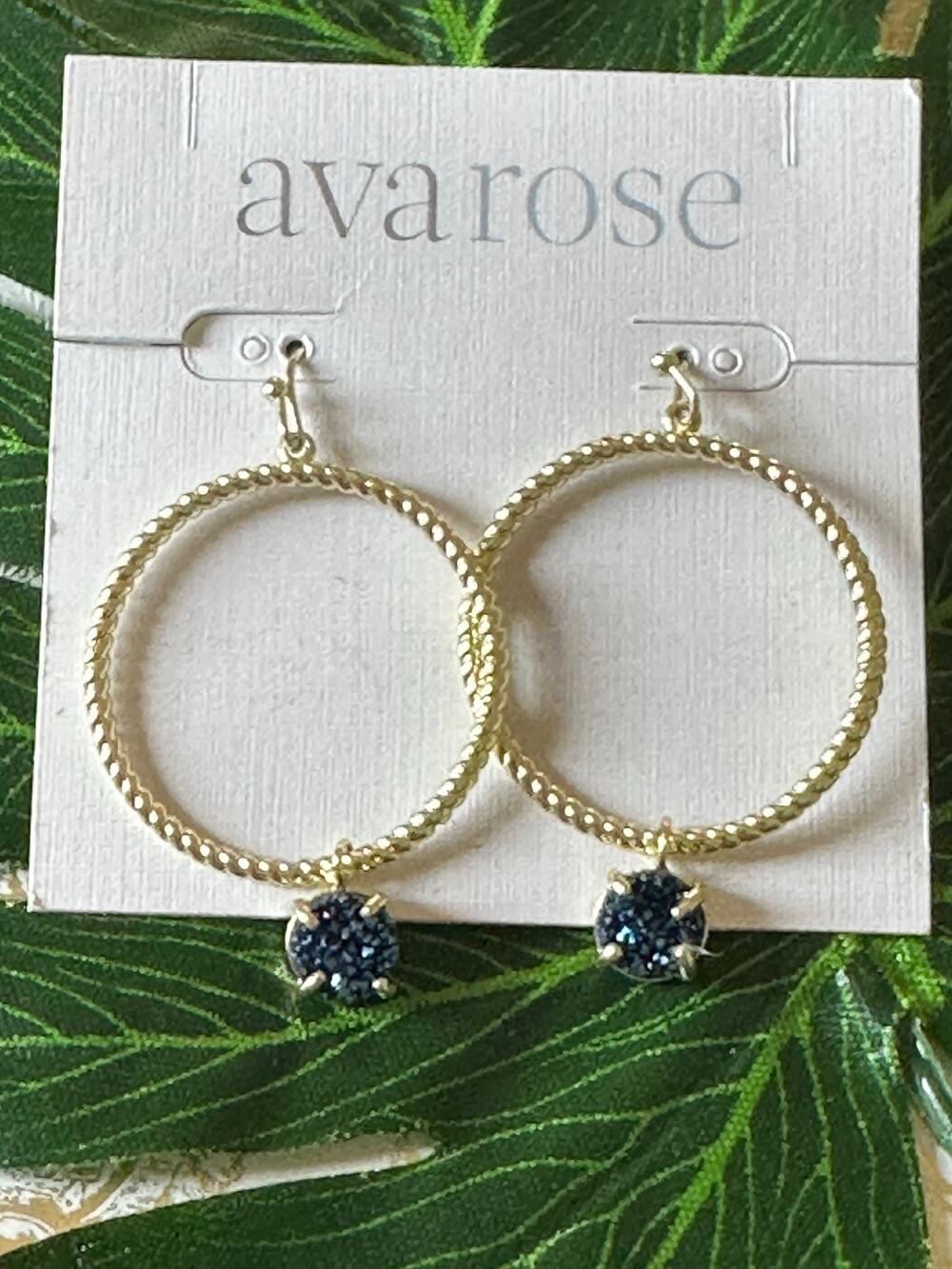 BOGO FREE AVA ROSE BLUE DRUZY NEW EARRINGS